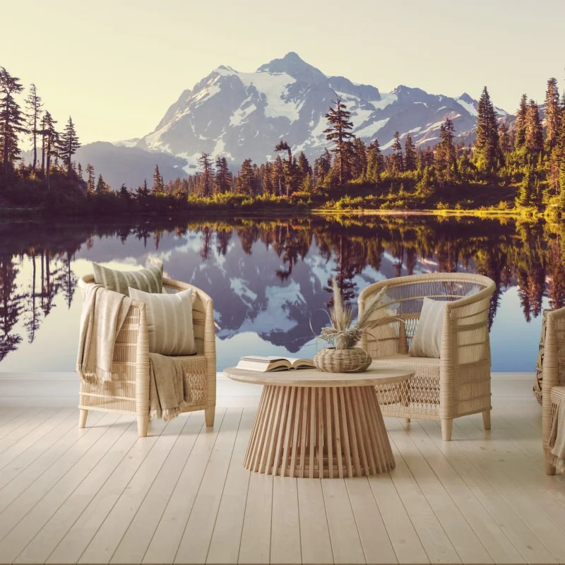 Fotomural reflejo sereno del monte Shuksan en Washington