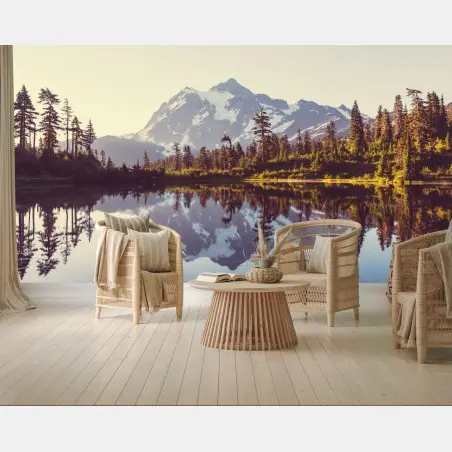 Fotomural reflejo sereno del monte Shuksan en Washington – Pixers®