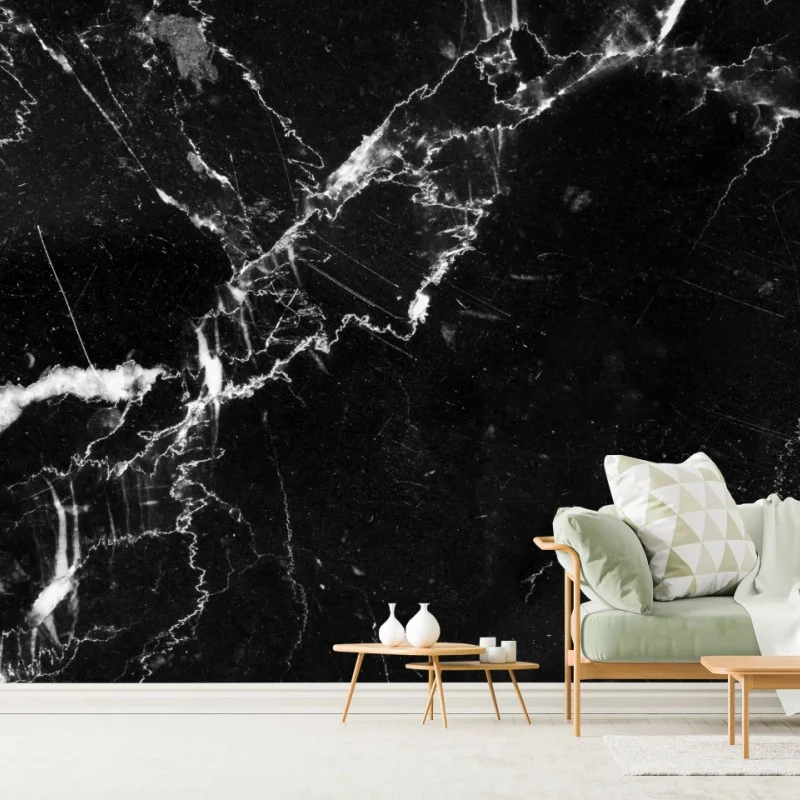 Fotomural textura de mármol negro con vetas blancas