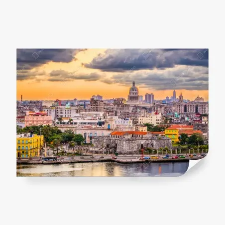 Fotomural amanecer sobre el centro de La Habana – Pixers®