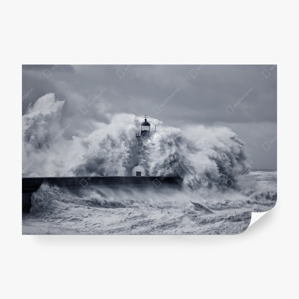 Fotomural faro en la boca del Duero rodeado de olas – Pixers®