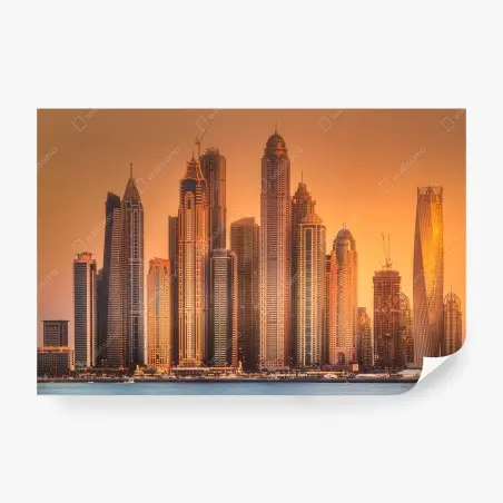 Fotomural panorama de rascacielos de Dubai al atardecer – Pixers®