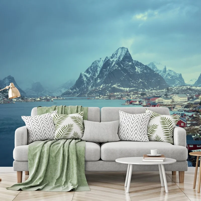 Fotomural serenidad ártica en Reine, Lofoten, Noruega