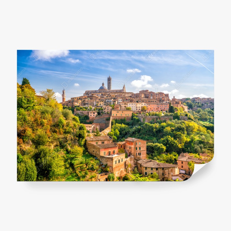 Fotomural panorama urbano de Siena bajo cielo azul