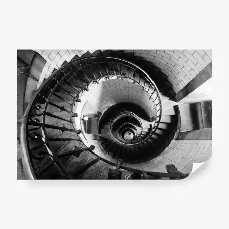 Fotomural escalera en espiral en blanco y negro – Pixers®