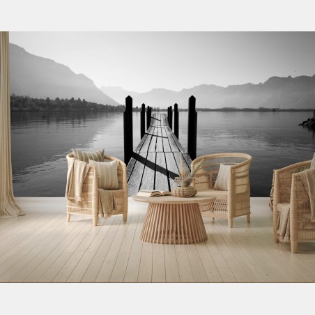 Fotomural muelle hacia el horizonte – Pixers®