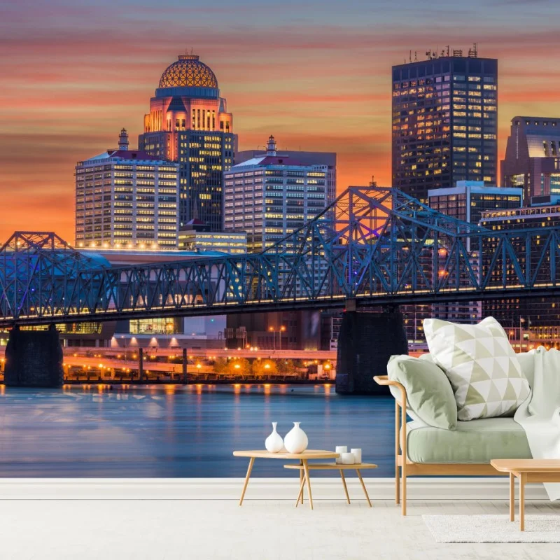 Fotomural amanecer sobre el skyline de Louisville