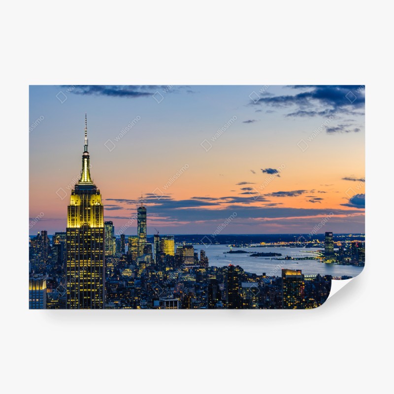 Fotomural puesta de sol en Nueva York con Empire State Building iluminado