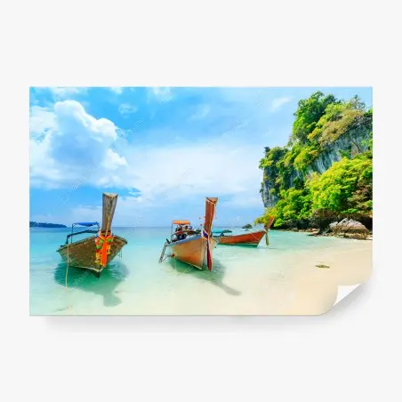 Fotomural barcas tradicionales en la playa de Phuket – Pixers®