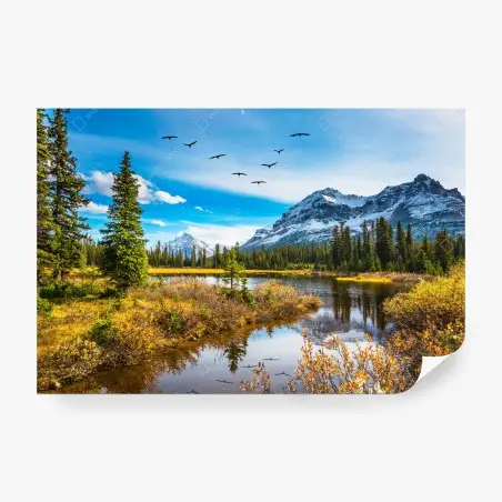 Fotomural reflejos otoñales en las Montañas Rocosas – Pixers®