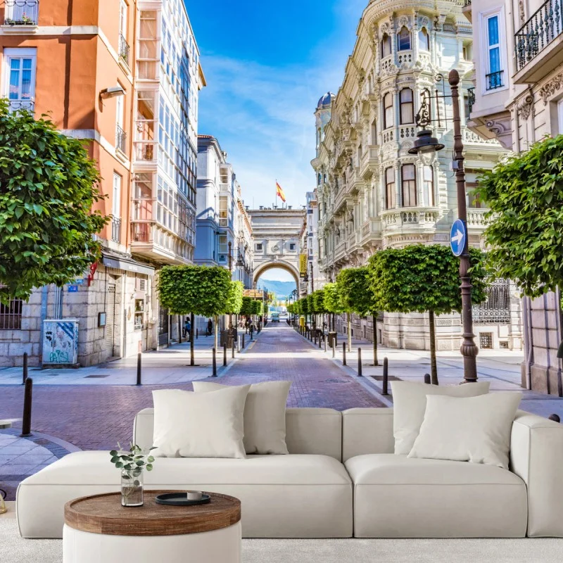 Fotomural paisaje urbano de Santander con arco hacia el mar
