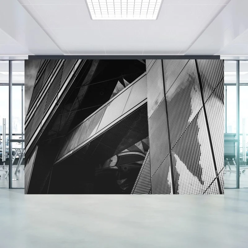 Fotomural composición arquitectónica geométrica en blanco y negro