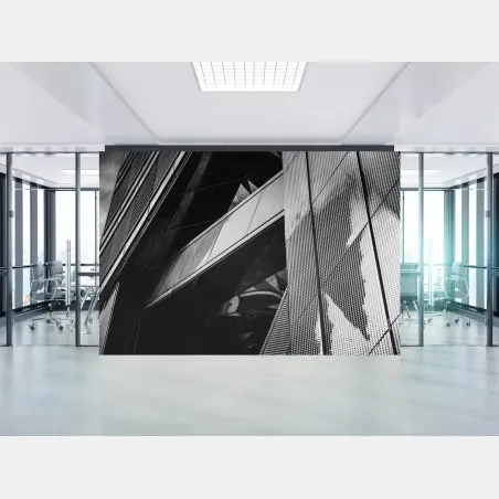 Fotomural composición arquitectónica geométrica en blanco y negro – Pixers®