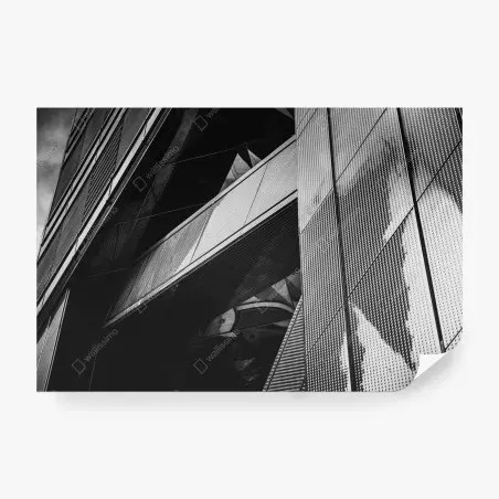Fotomural composición arquitectónica geométrica en blanco y negro – Pixers®