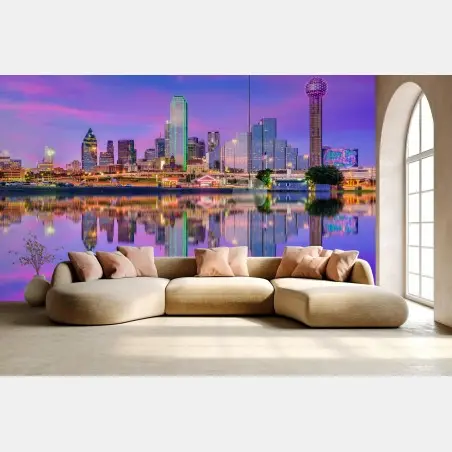 Fotomural atardecer púrpura sobre Dallas – Pixers®