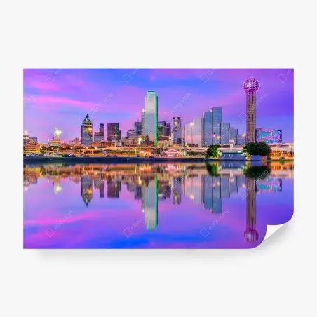 Fotomural atardecer púrpura sobre Dallas – Pixers®