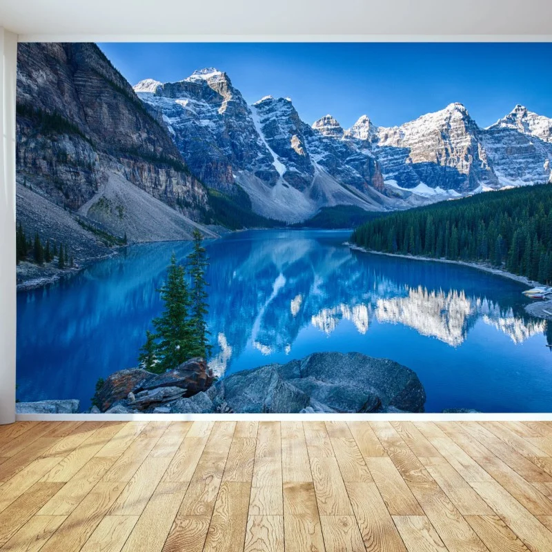 Fotomural paisaje sereno del lago Moraine al amanecer