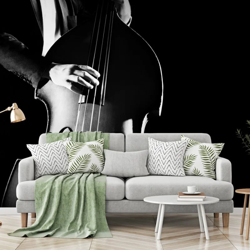 Fotomural elegancia del contrabajo en blanco y negro