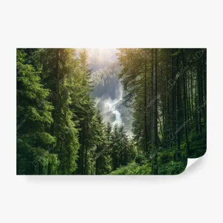 Fotomural cascada de Krimml en bosque alpino – Pixers®