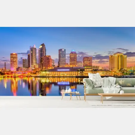 Fotomural panorama urbano de Tampa al atardecer – Pixers®