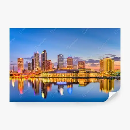 Fotomural panorama urbano de Tampa al atardecer – Pixers®