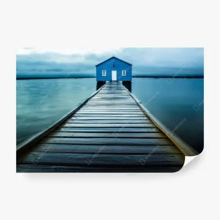 Fotomural caseta azul al final del muelle – Pixers®
