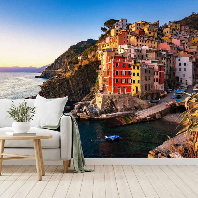 Fotomural puesta de sol en Riomaggiore, Cinque Terre