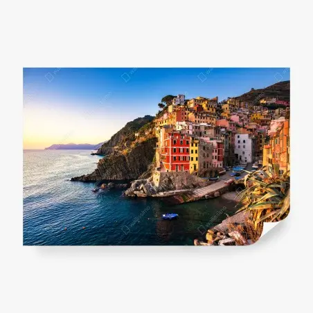 Fotomural puesta de sol en Riomaggiore, Cinque Terre – Pixers®