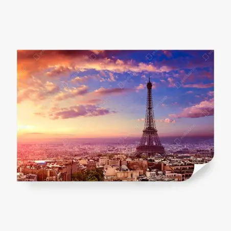 Fotomural puesta de sol sobre París: torre Eiffel y skyline romántico – Pixers®