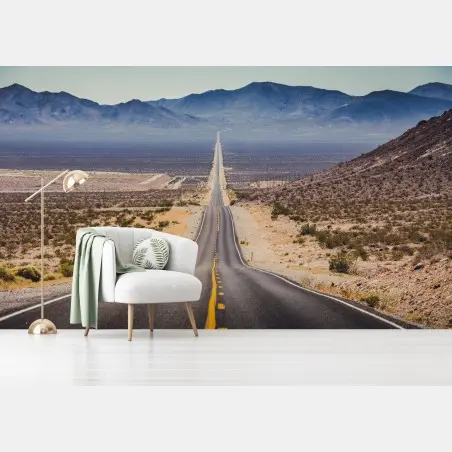Fotomural carretera infinita hacia las montañas – Pixers®