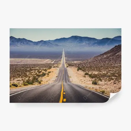 Fotomural carretera infinita hacia las montañas – Pixers®