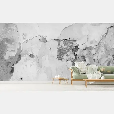 Fotomural textura de pared desgastada en blanco y negro – Pixers®