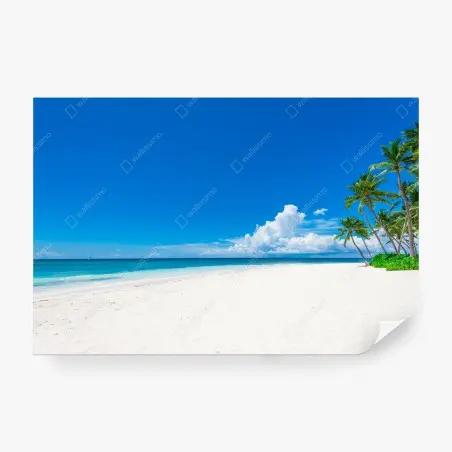 Fotomural escena de playa tropical con palmeras – Pixers®