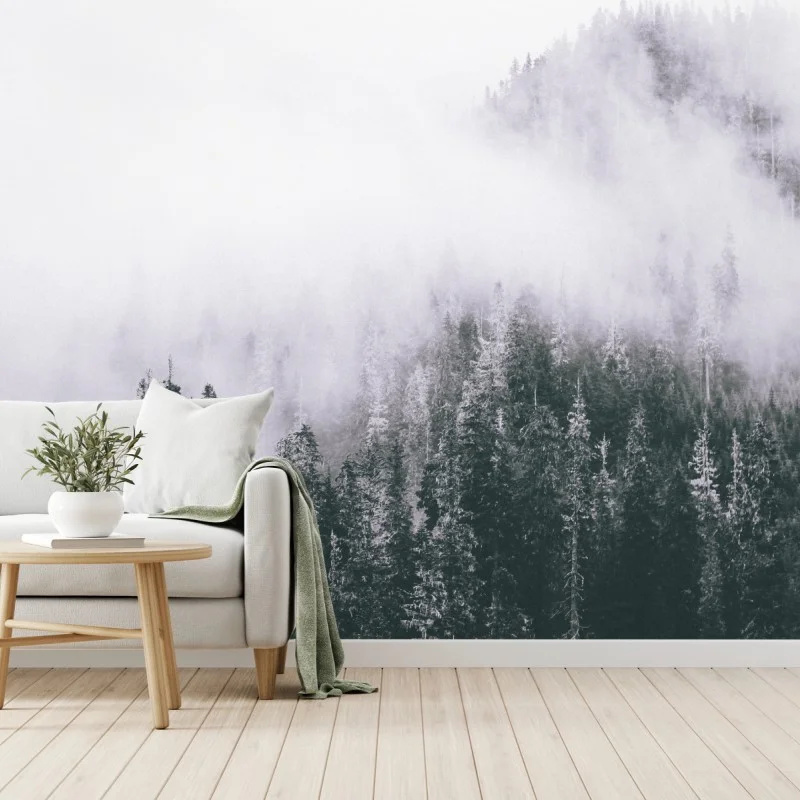 Fotomural bosque envuelto en niebla
