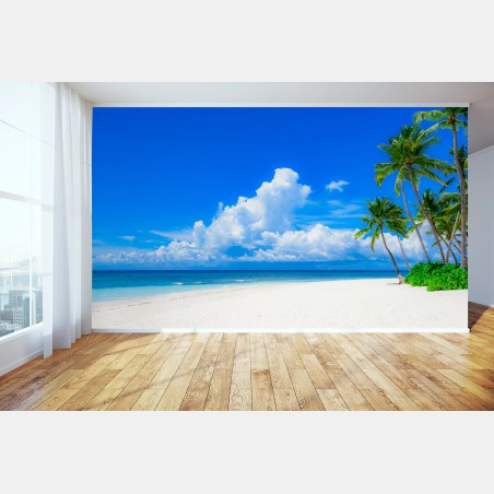 Fotomural paraíso tropical de palmeras en la playa – Pixers®