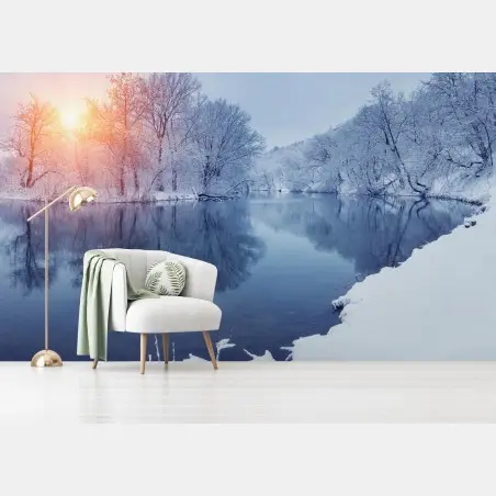 Fotomural paisaje invernal al atardecer – Pixers®