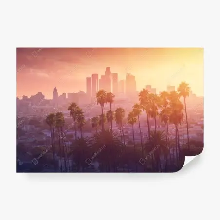 Fotomural atardecer en Los Ángeles con palmeras – Pixers®