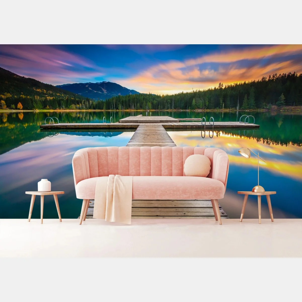 Fotomural muelle sobre lago montañoso al atardecer – Pixers® Fotomural muelle sobre lago montañoso al atardecer – Pixers®