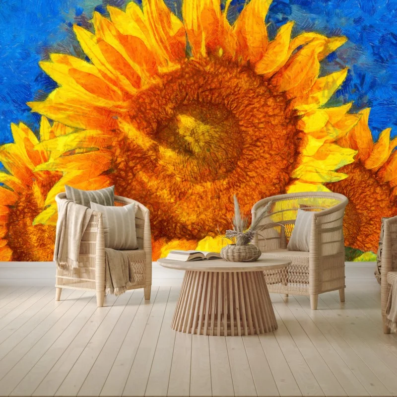 Fotomural girasoles vibrantes en estilo Van Gogh