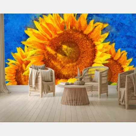 Fotomural girasoles vibrantes en estilo Van Gogh – Pixers®