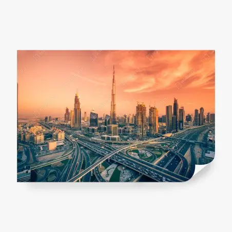 Fotomural horizonte de Dubai al atardecer – Pixers®
