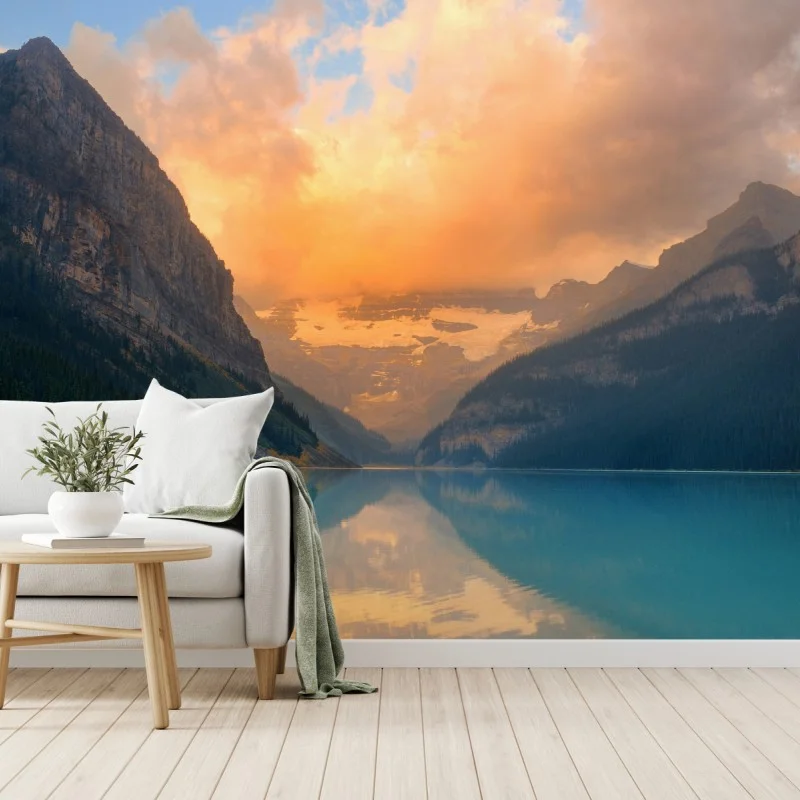 Fotomural amanecer sereno en Lake Louise