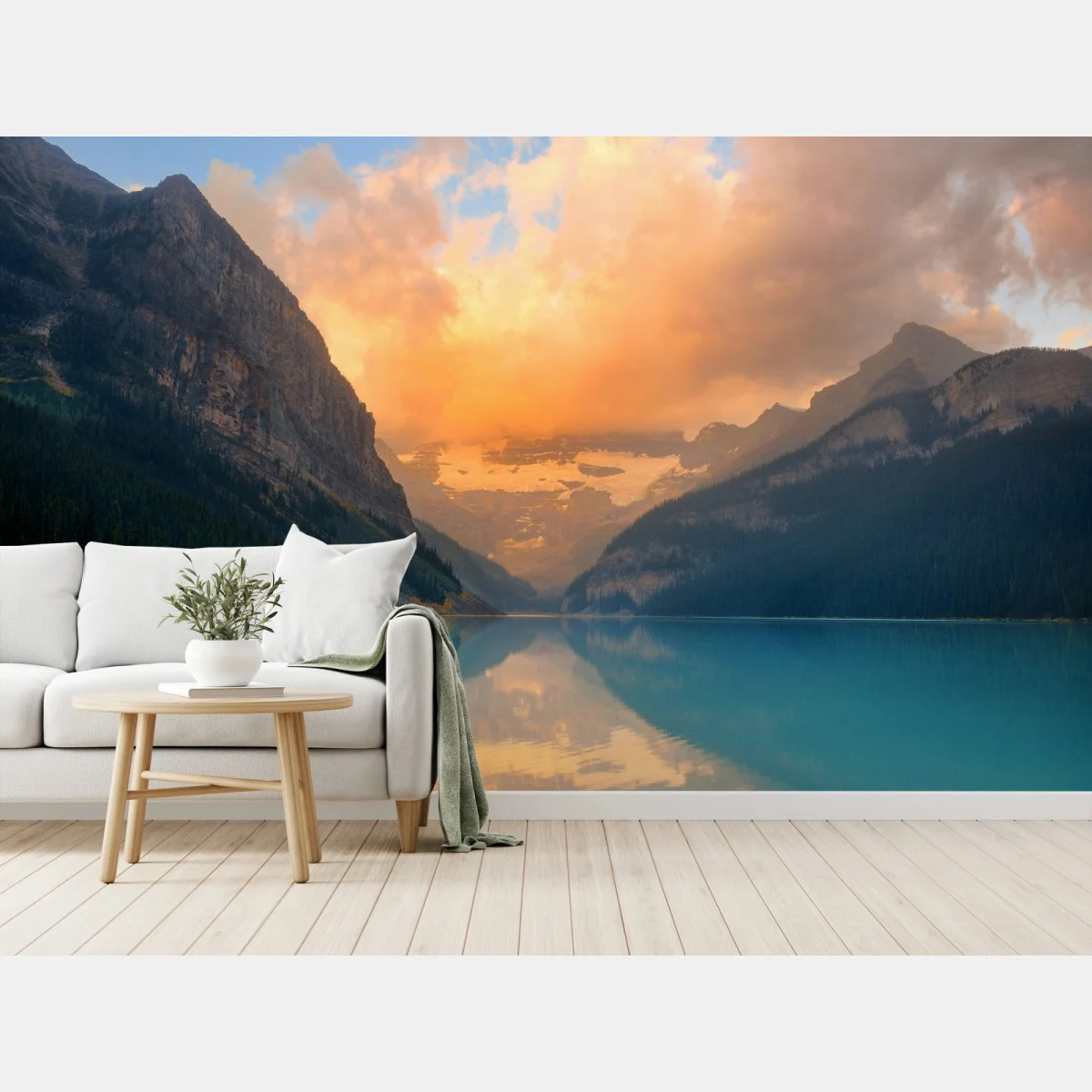Fotomural amanecer sereno en Lake Louise – Pixers® Fotomural amanecer sereno en Lake Louise – Pixers®