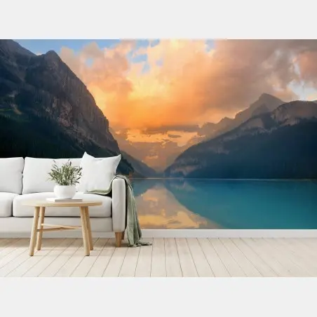 Fotomural amanecer sereno en Lake Louise – Pixers®