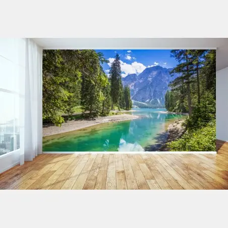 Fotomural serenidad alpina en Lago di Braies – Pixers®