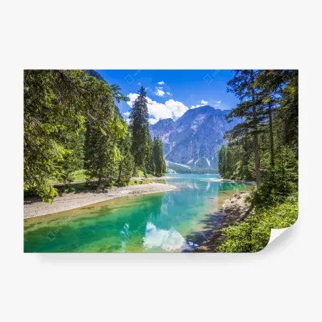 Fotomural serenidad alpina en Lago di Braies – Pixers®