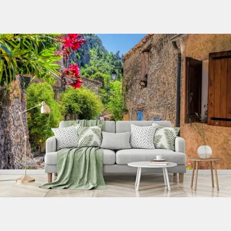 Fotomural calle provenzal en Moustiers-Sainte-Marie – Pixers®