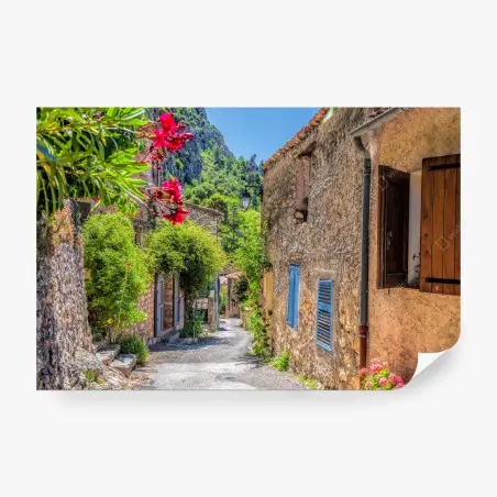 Fotomural calle provenzal en Moustiers-Sainte-Marie – Pixers®