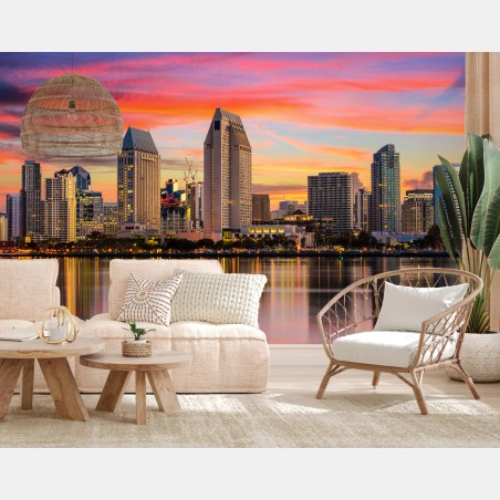 Fotomural atardecer vibrante sobre San Diego – Pixers®