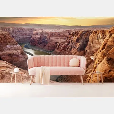 Fotomural panorama del cañón de Horseshoe Bend al atardecer – Pixers®